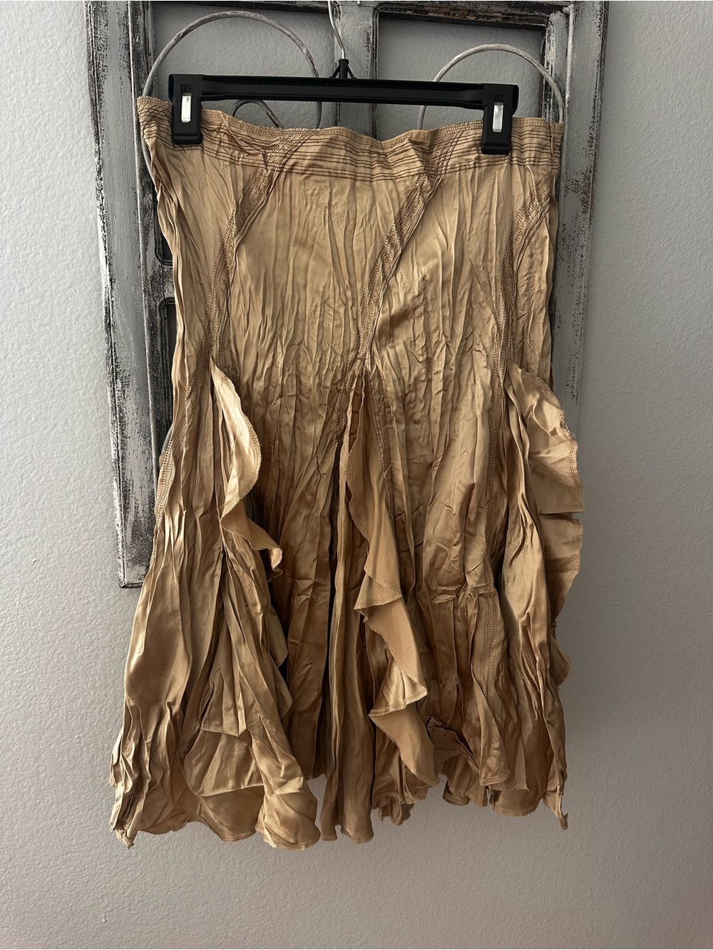 Soprano Beige Ruffle Circle Skirt
